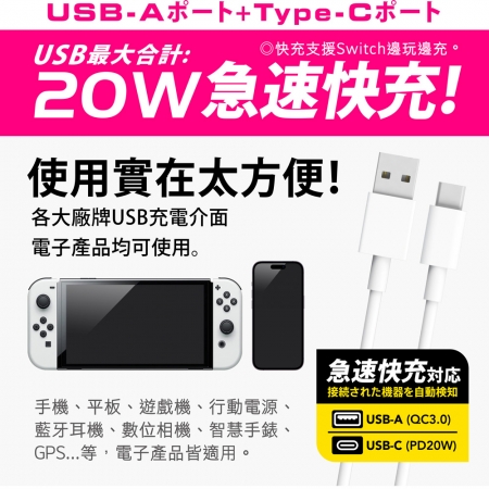 Tyson太順電業 314DC PD快充20W延長線（3孔1切4座＋PD＋QC3.0）-1.2M