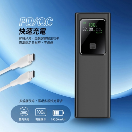 MCK 台灣製造 19200mAh 100W數顯快充行動電源（數顯電壓、電流、瓦數）