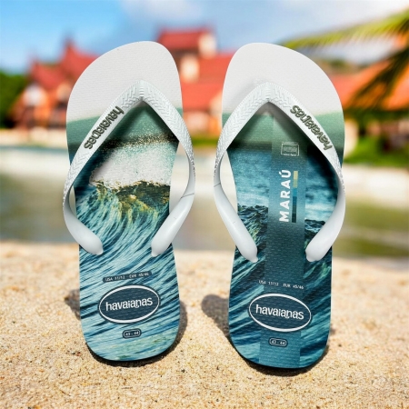 【哈瓦士havaianas】 巴西人字拖  男款 Top Surfer/馬拉烏海邊（白）