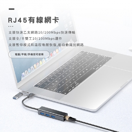 Songwin 3合1 網卡鋁合金集線器（支援OTG功能） UTO-200