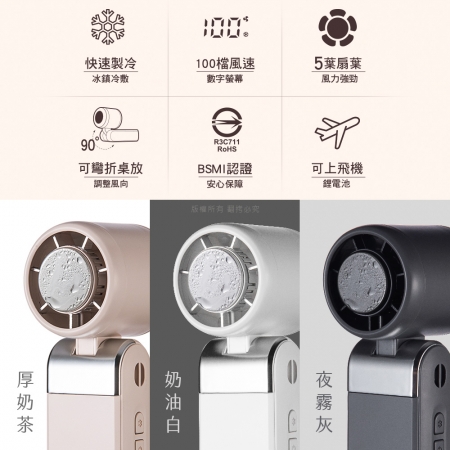 【好買點數放大】aibo 迷你型 冰敷/折疊/頸掛 100檔數顯高速手持風扇