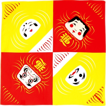 京都風呂敷包巾-cochae 中巾-達摩不倒翁（限時85折/售價已是折扣價）