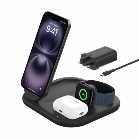 Belkin BoostCharge Qi2 3合1 可折疊磁吸充電板 15W （WIZ029）