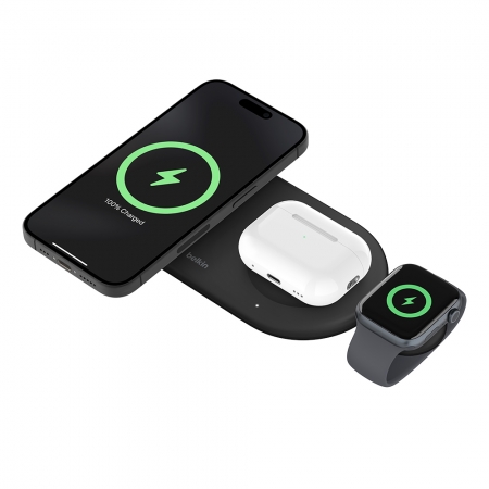 Belkin BoostCharge Pro Qi2 15W 3合1磁吸無線充電板 WIZ022