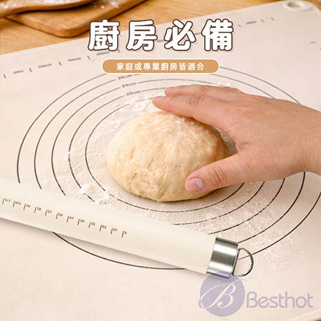 【Besthot】抗菌矽膠擀麵套組 擀麵棍 烘焙墊