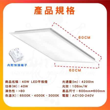 【TATUNG 大同】2入組 40W LED平板燈 2X2尺 輕鋼架燈 辦公室用燈 省電燈具 （白光 自然光 黃光）