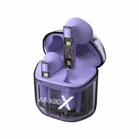 【AIWA 愛華】真無線藍牙耳機 AT-X80X（半透明外觀/ENC降噪/IPX5防水） 橘/紫