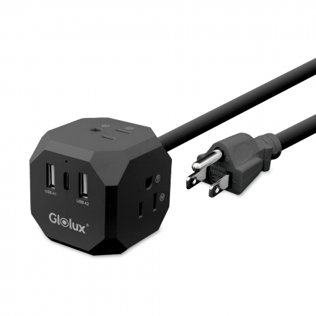 Glolux 流星錘 2.1M 多功能延長線 3面插座 2USB＋1Type-C 15W （GL-EC200-20W3AB）