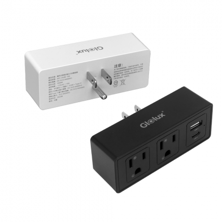 Glolux 擴充式壁插 2插 2USB 轉接器 12W ＋ 1USBA＋1USBC （GL-WO-2A2B-100）