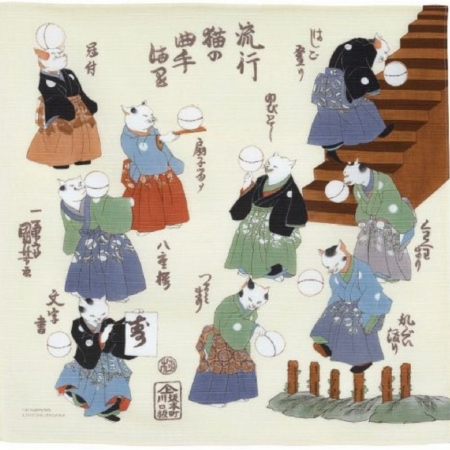 京都風呂敷包巾-隅田川 二巾-流行貓（限時85折/售價已是折扣價）