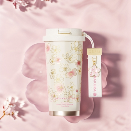 GERM格米 花語系列閃耀咖啡杯 櫻花 500ML（GERM-MB851）