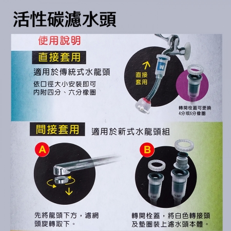 優得活性碳濾水頭-19cm加長型-3組入