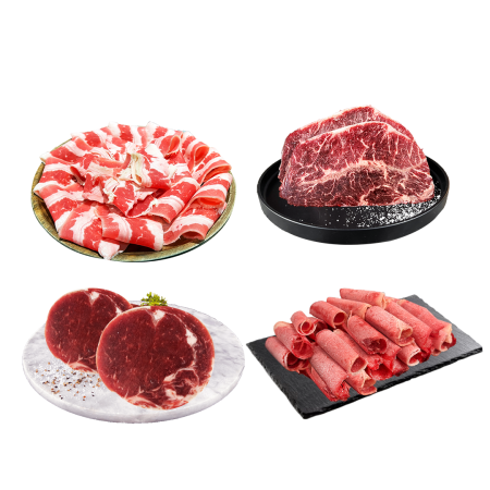 【好神】美加紐頂級尊爵全牛烤肉套餐（10包組）｜黑牛雪花＋低脂小牛＋PRIME牛排＋肋眼沙朗/組