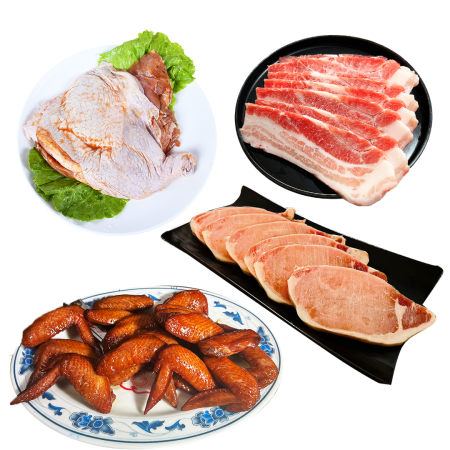 【好神】澎湃全家福豬雞烤肉套餐（6包組）｜韓式五花＋厚切里肌＋去骨腿排＋蜜汁雞翅/組