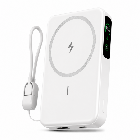 【好買點數放大】AnOne 半固態防爆磁吸10000mAh 20W快充無線數顯行動電源ITC-2504 （自帶線折疊支架）