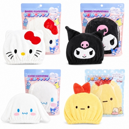 【日本Santan三麗鷗✨兒童大人吸水速乾髮帽】Hello Kitty 酷洛米 大耳狗 角落生物 浴帽