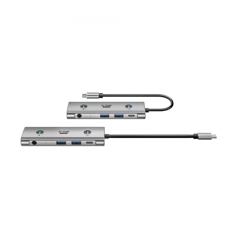 PowerRider AI ONE 一鍵AI集線器 HB-PX 鋁合金 4K 60Hz 100W PD快充 數位麥克風 30cm長線 附轉接頭