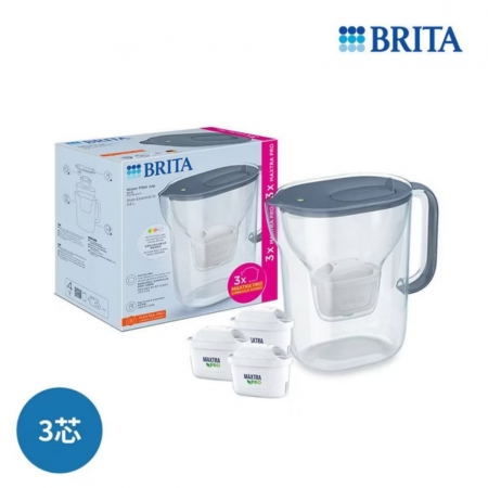 【德國BRITA】純淨濾水壺XL（石灰藍）＋MXPRO去水垢濾芯2入 （共1壺3芯）