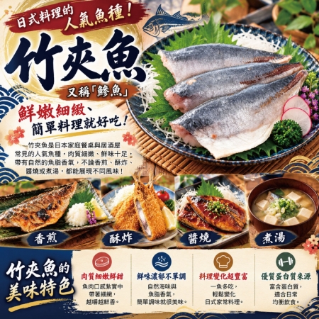 【小川漁屋】台灣野生竹筴魚切片（80~100g/片）