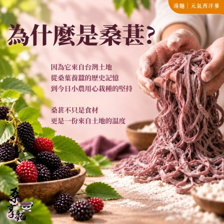 【Sheng Wen梁時】桑享麵-元氣西洋蔘湯麵（122g*4包入）全素 台灣桑葚麵 西洋蔘 刀削寬麵 無油製麵 拌麵 私廚坊
