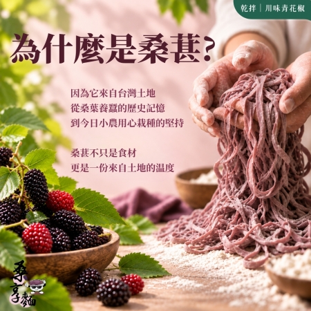 【Sheng Wen梁時】桑享麵-川味青花椒乾拌麵 （109g*4包入）台灣桑葚麵 青花椒 椒麻拌麵 刀削寬麵 無油製麵 拌麵 私廚坊