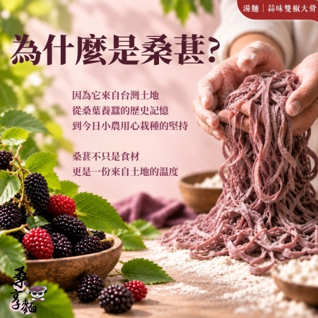 【Sheng Wen梁時】桑享麵-蒜味雙椒大骨湯麵 （132g*4包入）台灣桑葚麵 豚骨蒜香 刀削寬麵 無油製麵 拌麵 私廚坊