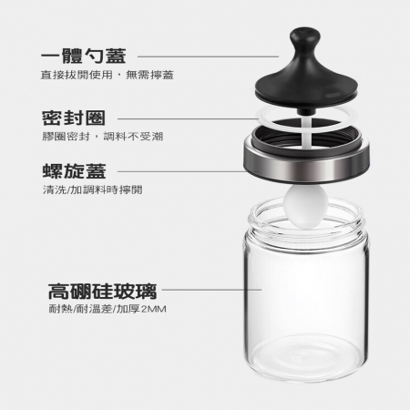 新一體式調味勺玻璃密封罐