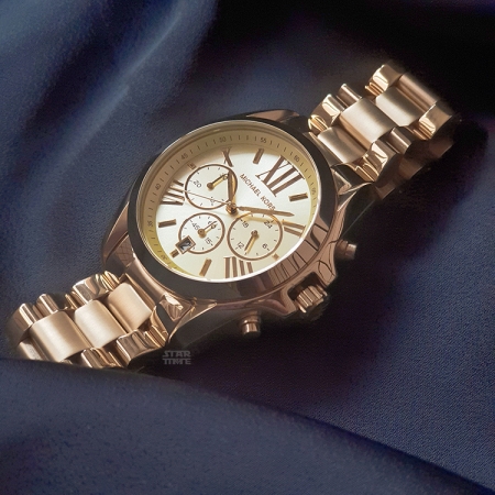 MICHAEL KORS美國原廠平行輸入手錶 | 羅馬假期三眼計時金色腕錶/ MK5605