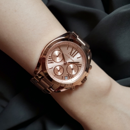 MICHAEL KORS美國原廠平輸手錶 | 古典三眼腕錶 - 玫瑰金面x玫瑰金框x不鏽鋼帶 MK5799