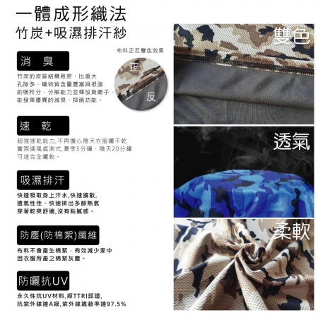 【MI MI LEO】台灣製神奇速乾全功能竹炭迷彩機能衣（男女款13色）