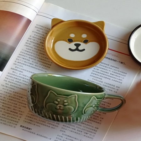 柴犬大學 - 日式柴犬杯蓋組 點心盤 下午茶杯組