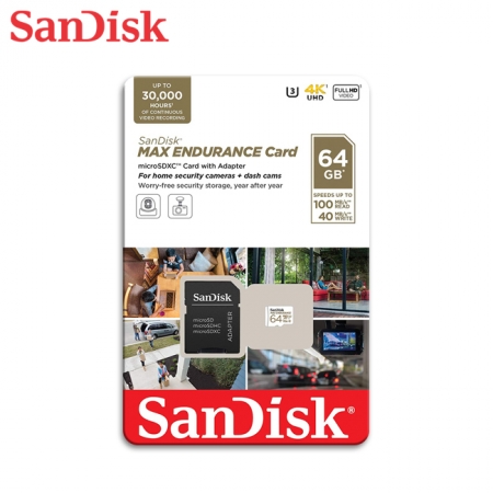 SanDisk 極致耐寫度 microSD 記憶卡 64GB V30 U3 4K 監視器/行車記錄器專用（SD-SQQVR-64G）