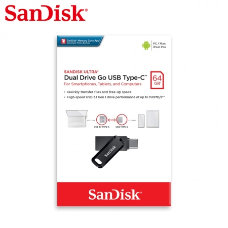SanDisk【64GB】Ultra GO USB 3.1 TYPE-C 高速 雙用 OTG 旋轉隨身碟 安卓手機/平板適用（SD-DDC3-64G）
