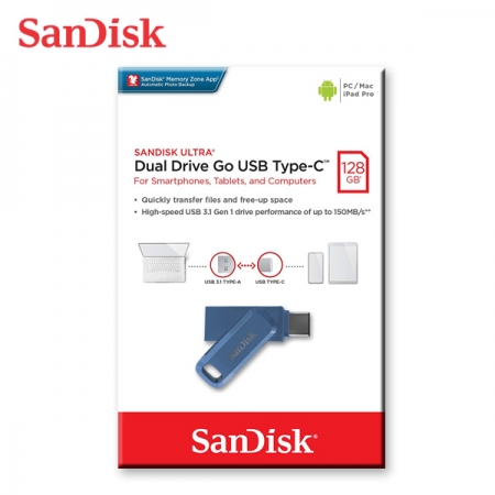 SanDisk【128G】海軍藍 Ultra GO USB3.1 TYPE-C 高速 雙用OTG 旋轉隨身碟 安卓/平板適用（SD-DDC3-NB-128G）