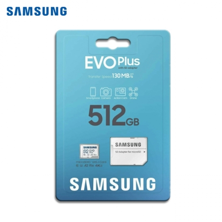 SAMSUNG 三星 EVO Plus 512GB microSD A2 V30 UHS-I 記憶卡 速度130MB/s（EVO-PLUS-KA-512G）