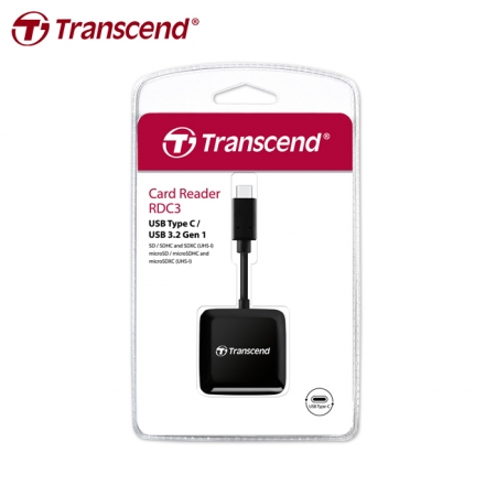 Transcend 創見 RDC3 Type-C 雙槽讀卡機 支援SD/MicroSD 安卓手機 iPad Pro Mac電腦適用 （TS-RDC3）