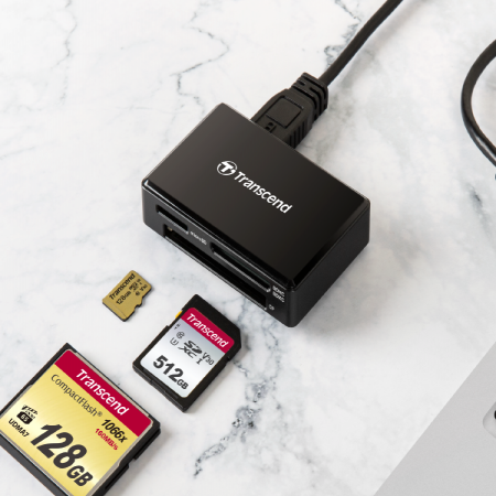 Transcend 創見 RDF8 USB 3.0 多合一讀卡機 黑色 支援SD/microSD/CF卡（TS-RDF8K）
