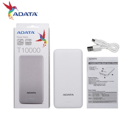ADATA 威剛 T10000 行動電源 白色 10000mAh 薄型行動電源 保固公司貨 （AD-T10000-W）