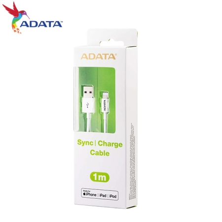威剛 ADATA PVC 2.4A 快充 Lightning 傳輸線 MFI認證 100CM iPhone充電線 黑/白 （AD-A2LT-1M）