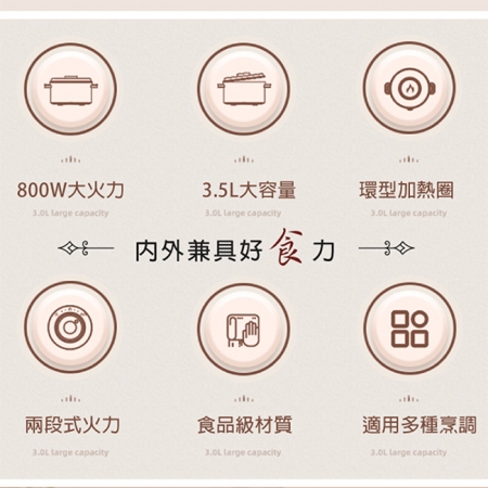 【SONGEN松井】  3.5L多功能美食電火鍋 藍 SG-177HS-B ★ 