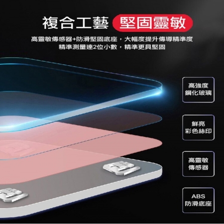 鋼化玻璃大鏡面LED體重計
