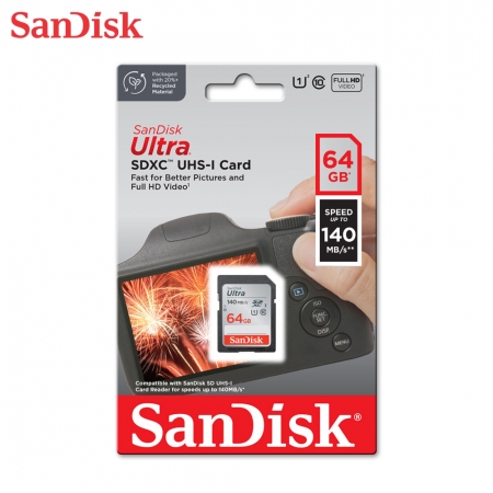 SanDisk Ultra 64GB SDXC C10 UHS-I 讀取速度高達140MB/s 相機記憶卡 公司貨（SD-SDUNB-64G）