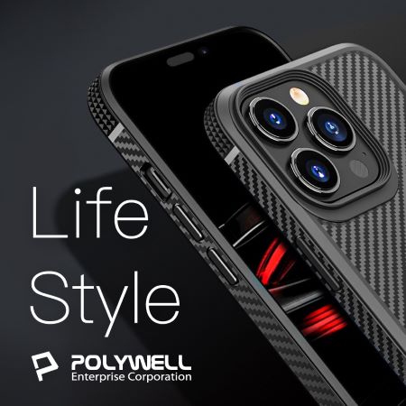 POLYWELL 磁吸式手機殼 黑框卡夢紋背蓋 防摔 適用iPhone 13 14 Magsafe 寶利威爾 台灣現貨