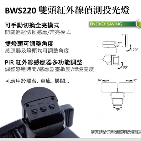 PHILIPS 飛利浦 BWS220 30w 人體感應LED投光燈 大角度調整 半戶外使用  白光/中性光