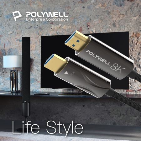 POLYWELL HDMI 8K AOC光纖線 10米 4K144 8K60 UHD 工程線 寶利威爾 台灣現貨