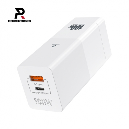 PowerRider PD100W 100W氮化鎵2孔折疊快速充電器