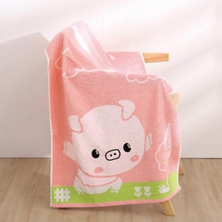 【星紅織品】可愛小豬圖案純棉浴巾