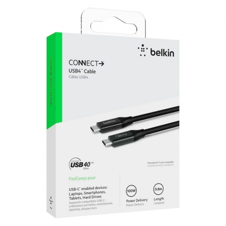 Belkin USB4 100W高速充電線 INZ001bt（0.8M） 40Gbps 4K