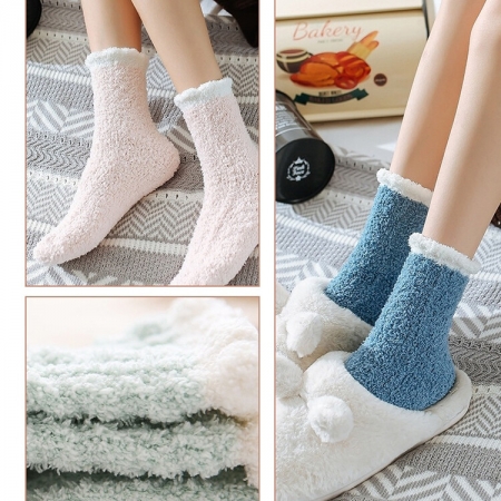 【cammie】珊瑚絨保暖撞色中筒襪（7雙/組）