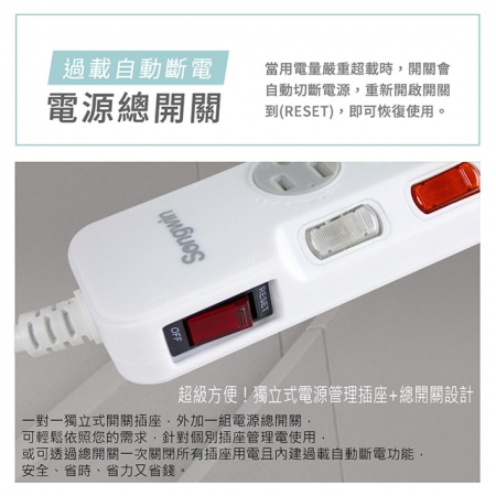 【好買點數放大】【台灣製造 新版安規】7切6座延長線/旋轉式插座防塵保護蓋/15A 1650W（9尺/270CM）